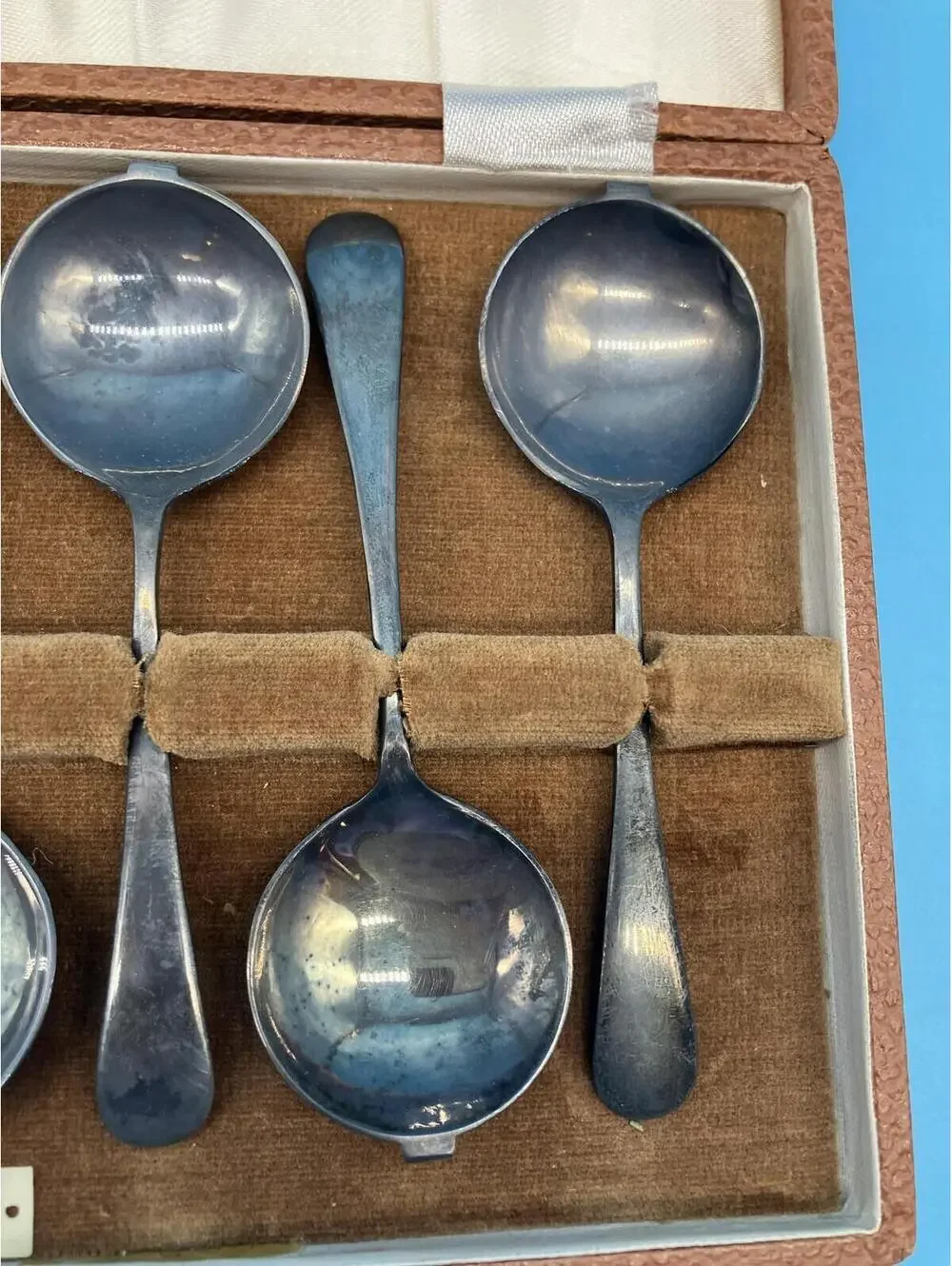 Vintage Abercrombie & Fitch Co Silver Plated Sugar Spoons Set Of 8 Case England
